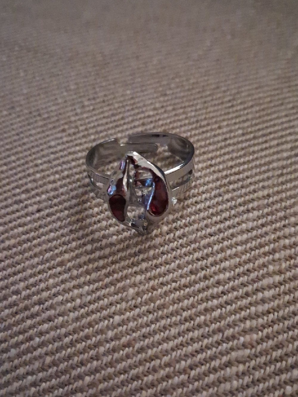 Silver Ring with Dolphin Accents - Women's Adjustable Fashion Ring